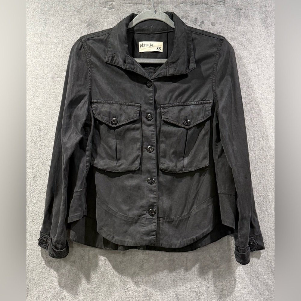 Pistola Military Style Black Jacket 100% Tencel Women’s Size XS